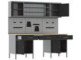 Work Cabinet with Drawer 10 pcs Black Engineered Wood and Steel 3321454
