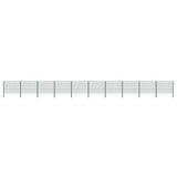 Fence Panel with Posts Iron 1730x120 cm Green 278670