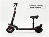 H9 Electric Scooter with Seat, 500W Peak 48V 15.6Ah, 10 Inch Vacuum Tire, Foldable Adult Commuter 21404006