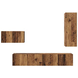 TV Cabinet Set with Drawer 4 pcs Old Wood Engineered Wood 3393261