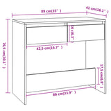 Console Table White 89x41x76.5 cm Steel 809566
