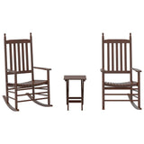 Rocking Chairs 2pcs with Foldable Table Brown Solid Wood Poplar 3281591
