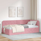 Corner Bed Frame with Headboard Pink 90 x 190 cm Velvet 42016526