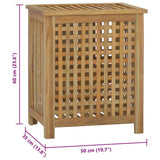 Laundry Basket Natural Solid Teak Wood 340761