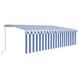 Manual Retractable Awning with Blind 5x3m Blue&White 3069336