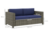 Rattan Sofa, 2 Seater Garden Furniture with Soft Padded Cushion and Armrests, Wicker Garden Loveseat T3398P325215