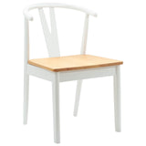 Dining Chair 2 pcs White and Natural Solid Rubber Wood 42020407