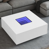 ZNTS Coffee Table with Infinity LED White 100x100x40 cm 3284042