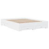 ZNTS Bed Frame with Drawers without Mattress White 150x200 cm King Size 3280377