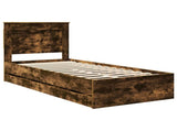 Bed Frame with Drawer Smoked Oak 100 x 200 cm Engineer Wood 3410201