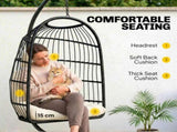Hanging Egg Chair, Indoor Outdoor Hammock Swing Chair with Stand, Safety Strap, Foldable Basket, T3398P553223