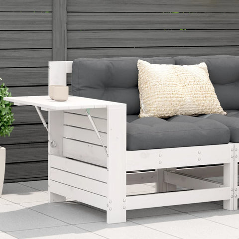 Garden Armrest Sofa with Cushion White Solid Wood Pine 844915