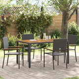 Garden Dining Set 5 pcs Black and Wood Poly Rattan 3365406