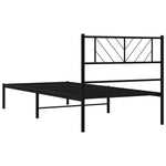 ZNTS Metal Bed Frame without Mattress with Headboard Black 90x200cm 372172