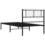 ZNTS Metal Bed Frame without Mattress with Headboard Black 90x200cm 372172