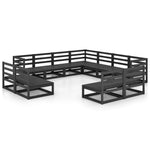 ZNTS 11 Piece Garden Lounge Set Black Solid Pinewood 3075888