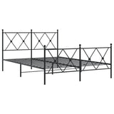 Metal Bed Frame without Mattress with Footboard Black 137x190cm 376519