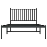 Metal Bed Frame without Mattress with Headboard Black 100x190cm 350858