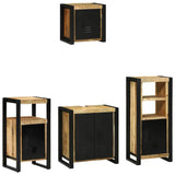 Bathroom Furniture Set with Shelf 4 pcs Brown Solid Mango Wood 3305648