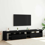 TV Cabinets 2 pcs with LED Lights Black Oak Engineered Wood 3332503