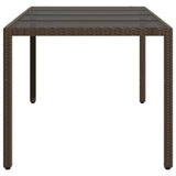 Garden Table with Glass Top Brown 190x90x75 cm Poly Rattan 365593