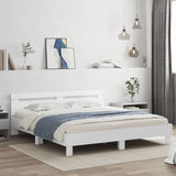 ZNTS Bed Frame with LED without Mattress White 160x200 cm 3207532