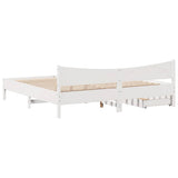 Bed Frame with Drawers White 200x200 cm Solid Wood Pine 3301894