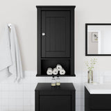 Bathroom Wall Cabinet Black Solid Pine, Engineered Wood, Metal 358549
