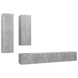 4 Piece TV Cabinet Set Concrete Grey Engineered Wood 3079153