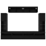 TV Cabinet Set Wall-mounted 6 pcs Black oak Engineered wood 3334382