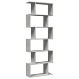 Room Divider Bookcase 6-Tier Concrete Grey 70x24x193 cm Engineered Wood 858087