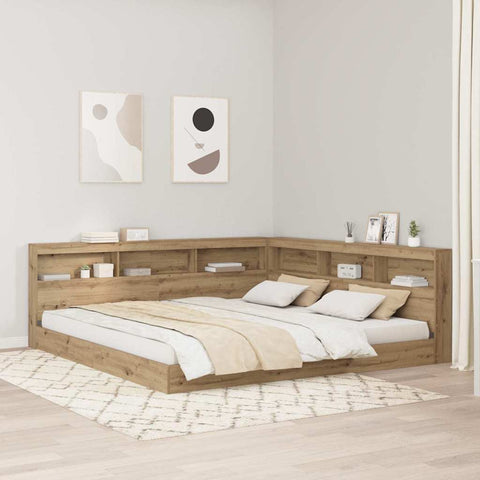 Storage Headboard with Shelf Artisan oak 200 cm Engineered wood 3335476