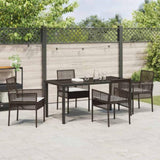 Garden Dining Set with Cushion 5 pcs Brown Poly rattan 3379873