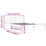 Bed Frame without Mattress Solid Wood Pine 140x200cm White 810431