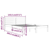 Bed Frame without Mattress Solid Wood Pine 140x200cm White 810431