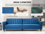 Velvet-Feel Three-Seater Sofa Bed - Blue T3398P423872