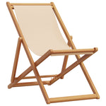 ZNTS Folding Beach Chairs 2 pcs Beige Fabric and Solid Wood 3214498