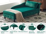 Velvet Chaise Lounge Sofa with Storage, Upholstered Chaise lounge Couch with Pillow for Living Room, N652P201198N