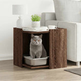 Cat Litter Box Enclosure Brown Oak 53x53x51 cm Engineered Wood 857757