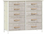 Chest of Ten Fabric Drawers - Natural Wood Finish T3398P377780