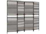 Room Divider 4 Panels Grey Poly Rattan 365394
