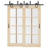 Sliding Door Hardware Kit 200 cm Steel Black 3295738