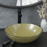 Bathroom Sink with Tap and Push Drain Gold Tempered Glass 3098460