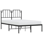 ZNTS Metal Bed Frame with Headboard Black 120x190 cm Small Double 373884