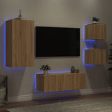 5 Piece TV Wall Units with LED Sonoma Oak Engineered Wood 3216827