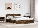 Bed Frame Smoked Oak 140 x 190 cm Solid Pine Wood 3412902