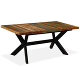 244804 Dining Table Solid Reclaimed Wood and Steel Cross 180 cm
