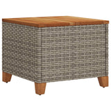 Garden Table Grey 45x45x37 cm Poly Rattan Acacia Wood 366326