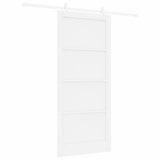 Sliding Door White 93 x 211 cm Solid Pine Wood and Plywood 3333601