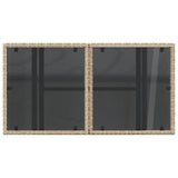 Garden Table with Glass Top Beige 100x55x73 cm Poly Rattan 366059